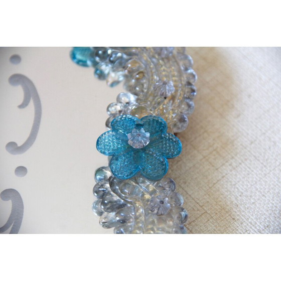 Image 1 of Specchio vintage in vetro azzurro, Italia 1940