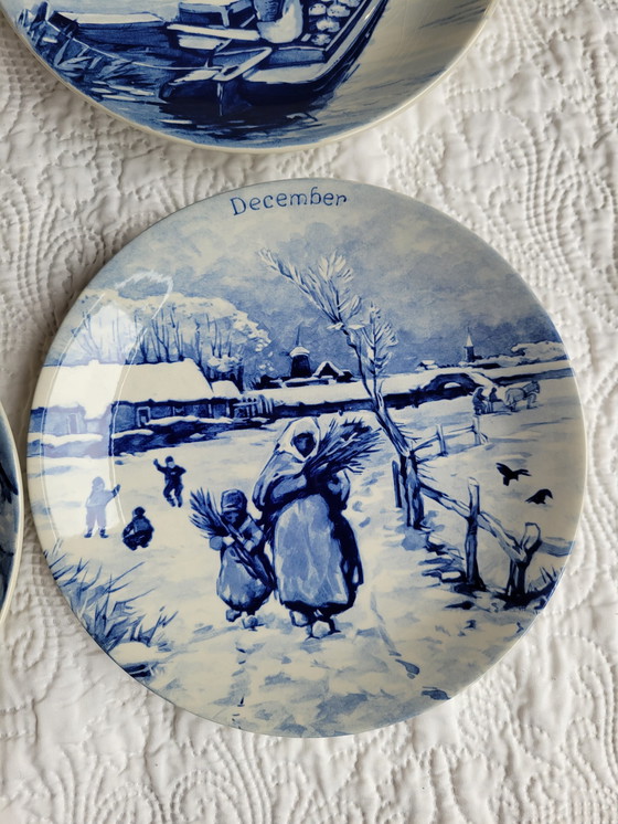 Image 1 of Series Of 12 Porcelain Plates Delfts Months Of The Year Year 1661 Series 5