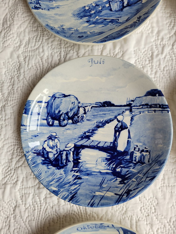 Image 1 of Series Of 12 Porcelain Plates Delfts Months Of The Year Year 1661 Series 5