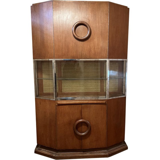 Image 1 of Vintage Art Deco display case with cupboard above and below