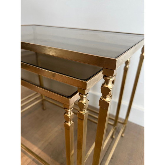 Image 1 of Vintage brass nesting tables for Maison Ramsay, France 1940