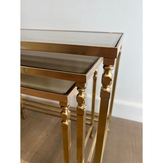 Image 1 of Vintage brass nesting tables for Maison Ramsay, France 1940