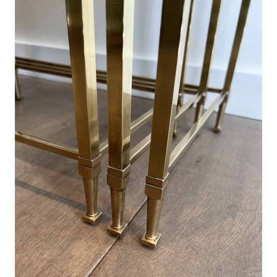 Image 1 of Vintage brass nesting tables for Maison Ramsay, France 1940