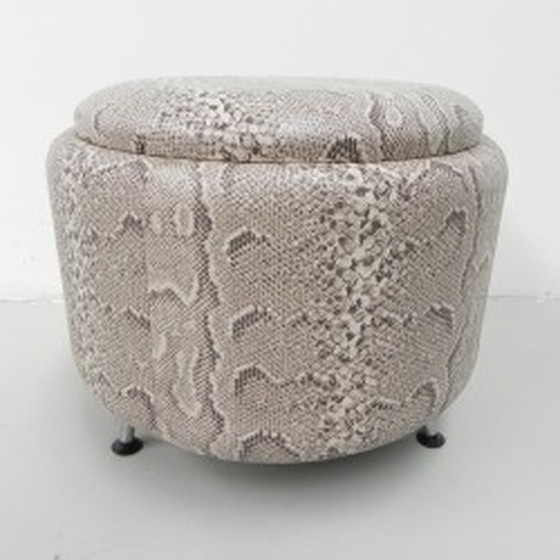 Image 1 of Snakeskin ottoman on 3 legs 