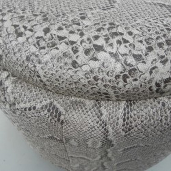 Image 1 of Snakeskin ottoman on 3 legs 