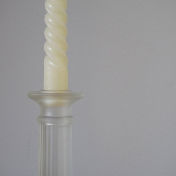 Image 1 of Pair Of 1970S Frosted Glass Koziol Candlesticks