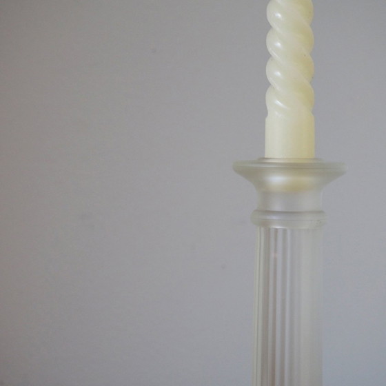 Image 1 of Pair Of 1970S Frosted Glass Koziol Candlesticks