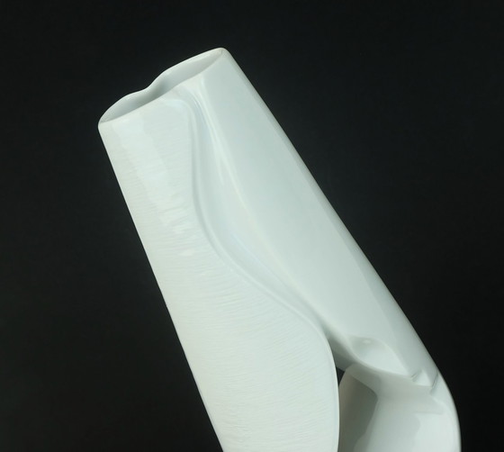 Image 1 of White Porcelain Vase Seltmann Weiden Bavaria Sculptural Shape 1960S 70S