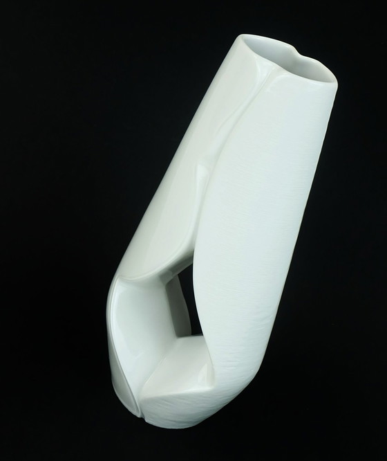 Image 1 of White Porcelain Vase Seltmann Weiden Bavaria Sculptural Shape 1960S 70S