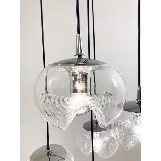 Image 1 of Vintage glass cascade chandelier by Peill and Putzler, Germany 1970