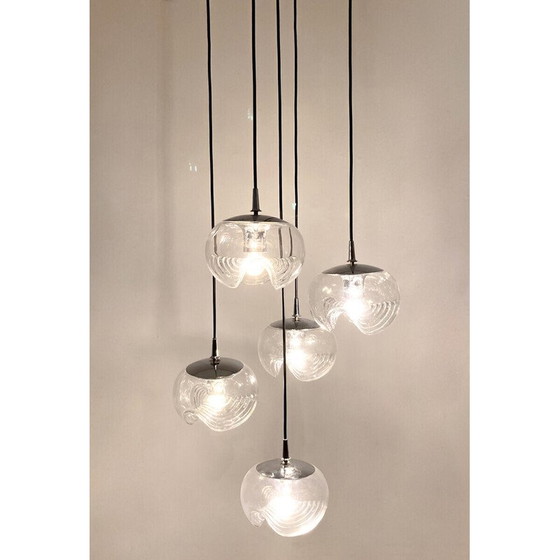 Image 1 of Vintage glass cascade chandelier by Peill and Putzler, Germany 1970