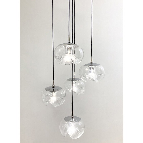 Image 1 of Vintage glass cascade chandelier by Peill and Putzler, Germany 1970