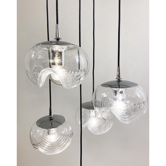 Image 1 of Vintage glass cascade chandelier by Peill and Putzler, Germany 1970
