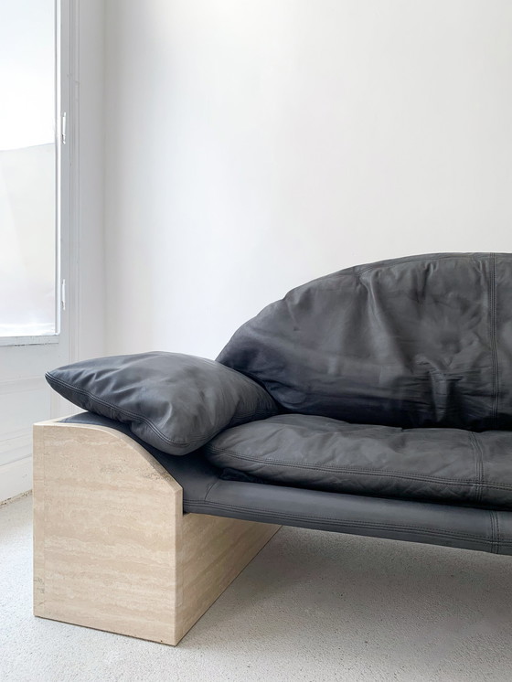 Image 1 of Burkhard Vogtherr for Hain & Thome sofa with Travertine Feet