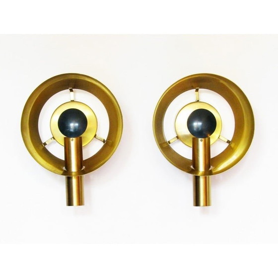 Image 1 of Vintage brass wall lamps for Lyfa, Denmark 1960