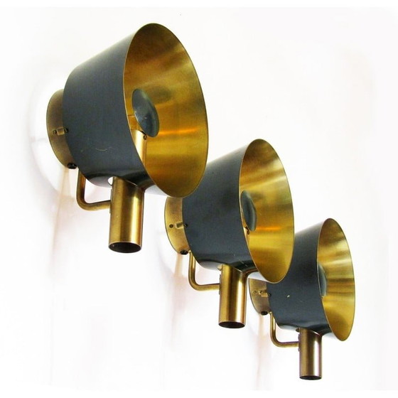 Image 1 of Vintage brass wall lamps for Lyfa, Denmark 1960