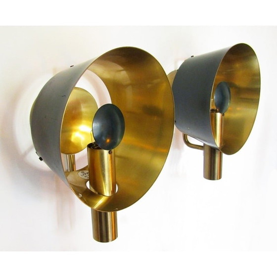 Image 1 of Vintage brass wall lamps for Lyfa, Denmark 1960