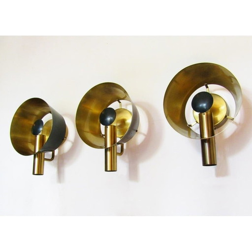 Vintage brass wall lamps for Lyfa, Denmark 1960