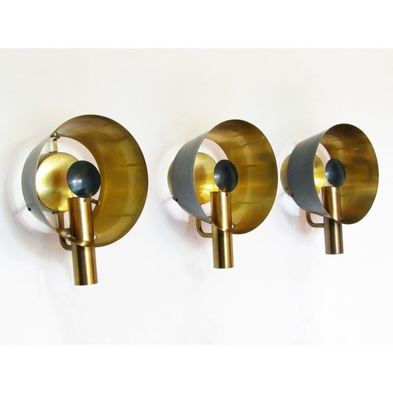 Image 1 of Vintage brass wall lamps for Lyfa, Denmark 1960