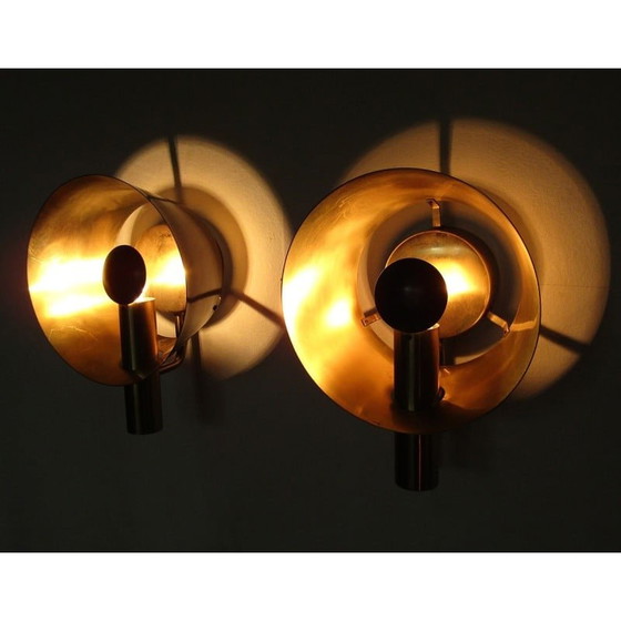 Image 1 of Vintage brass wall lamps for Lyfa, Denmark 1960