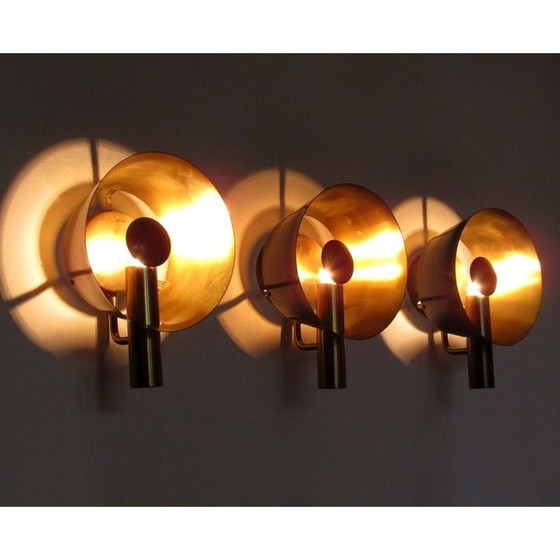 Image 1 of Vintage brass wall lamps for Lyfa, Denmark 1960
