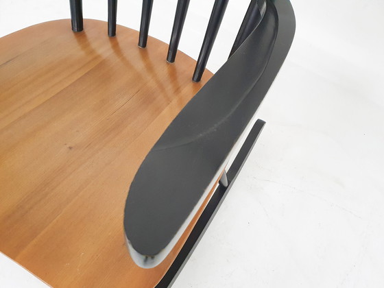 Image 1 of Sedia a dondolo con schienale a fuso di metà secolo, Paesi Bassi, anni '60