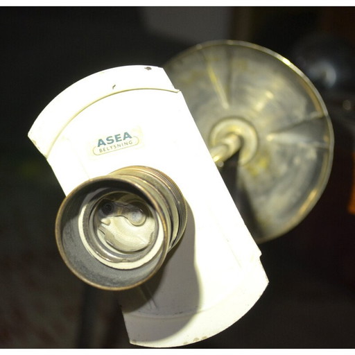 Scandinavian globe lamp in white glass and aluminum - 1950s