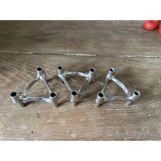Image 1 of Set of 3 vintage modular candleholders by Bmf Nagel, 1970