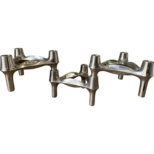 Set of 3 vintage modular candleholders by Bmf Nagel, 1970