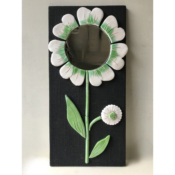 Image 1 of Vintage ceramic flower mirror