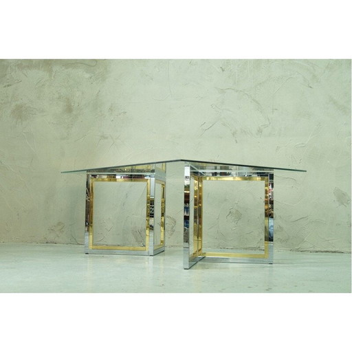 Vintage brass and chrome coffee table, 1970s