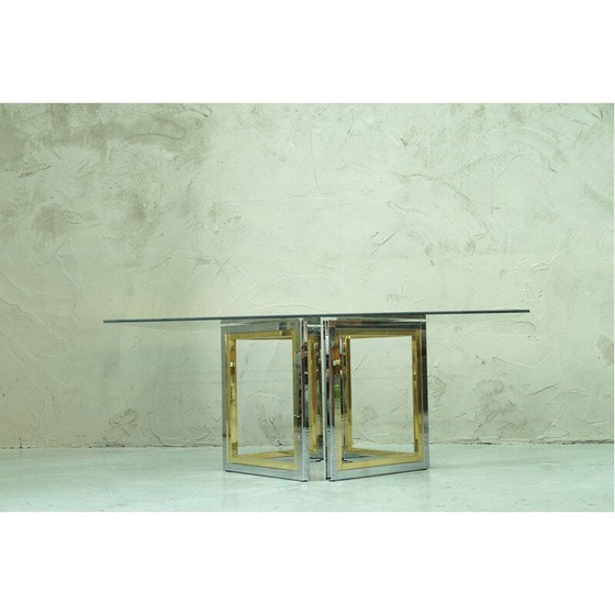 Image 1 of Vintage brass and chrome coffee table, 1970s