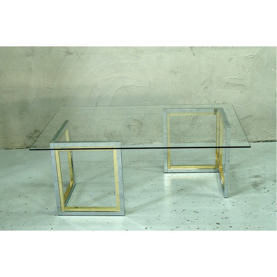 Image 1 of Vintage brass and chrome coffee table, 1970s