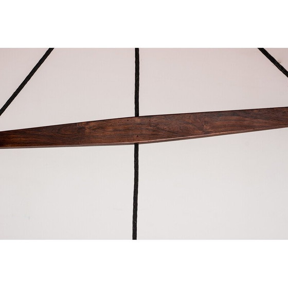 Image 1 of Lampada a sospensione vintage "Orient" in metallo e palissandro con 3 lampadine di Jo Hammerborg per Fog and Mørup, Da