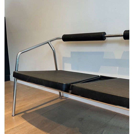 Image 1 of Vintage 2-seater sofa in chrome-plated metal and black rubber, France 1970