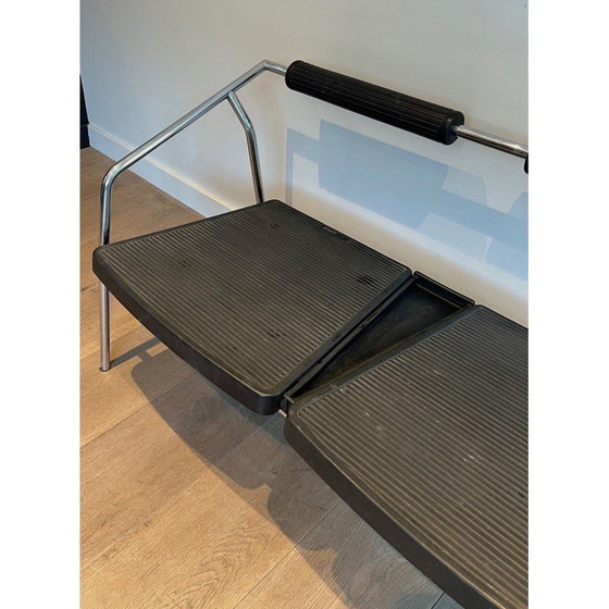 Image 1 of Vintage 2-seater sofa in chrome-plated metal and black rubber, France 1970