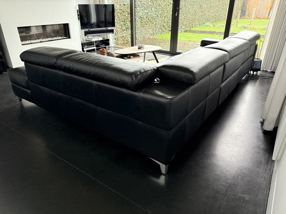 Image 1 of Chateau D'Ax Piombino Black Leather Sofa With 2 Electric Recliners