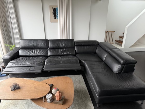 Image 1 of Chateau D'Ax Piombino Black Leather Sofa With 2 Electric Recliners