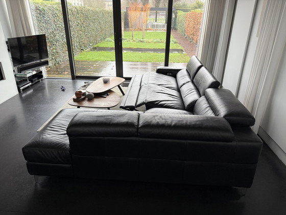 Image 1 of Chateau D'Ax Piombino Black Leather Sofa With 2 Electric Recliners