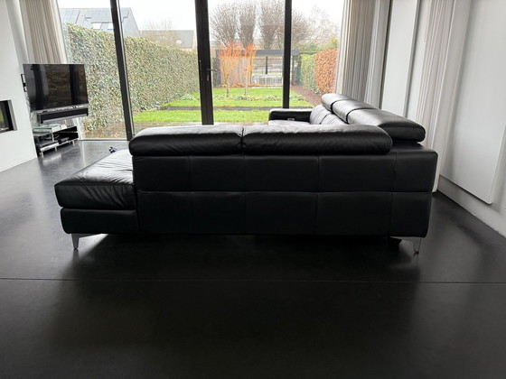 Image 1 of Chateau D'Ax Piombino Black Leather Sofa With 2 Electric Recliners