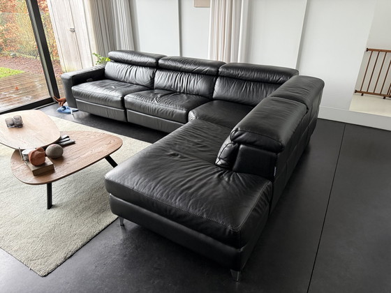 Image 1 of Chateau D'Ax Piombino Black Leather Sofa With 2 Electric Recliners