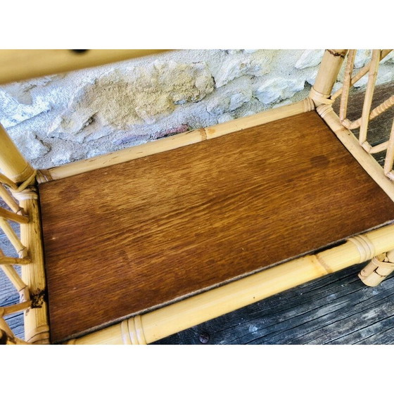 Image 1 of Vintage library shelf in blond wood and bamboo with 3 levels, 1970