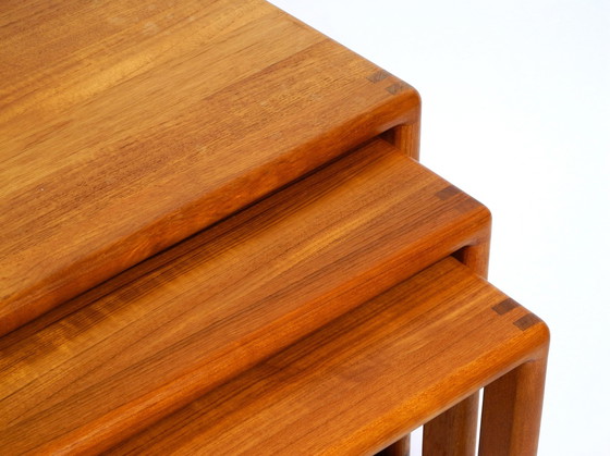 Image 1 of Beautiful Solid Mid Century Set Of 3 Teak Wood Nesting Tables