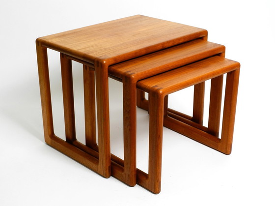 Image 1 of Beautiful Solid Mid Century Set Of 3 Teak Wood Nesting Tables