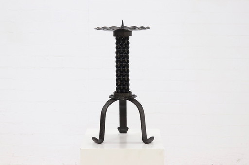 Brutalist Wrought Iron Candle Holder 