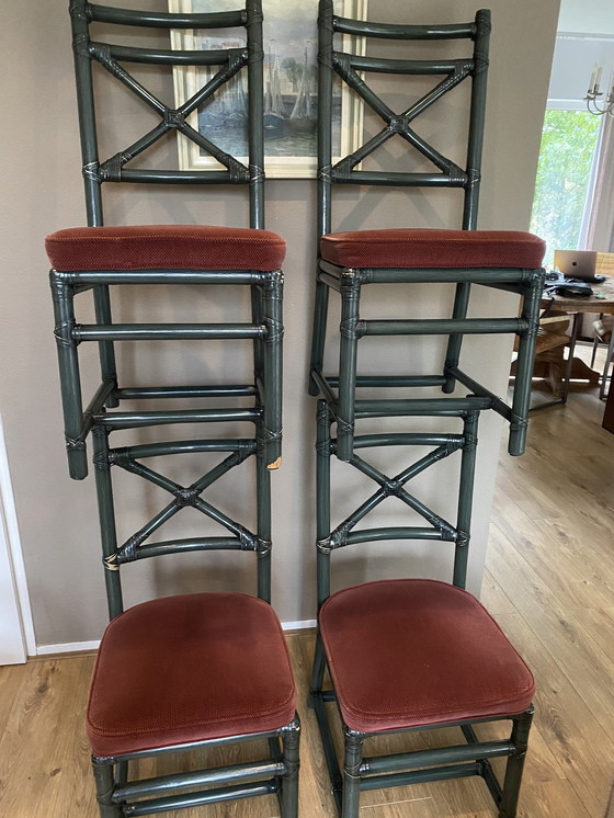 Image 1 of 4x Vintage Gasparucci Italo Faux Bamboo Chairs