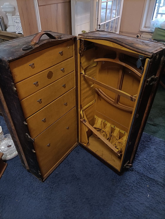 Image 1 of Vintage German Mädler Steamboat Wardrobe Case, 1900S
