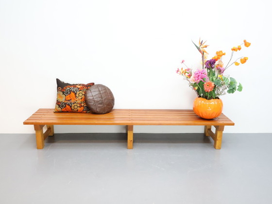 Image 1 of Vintage slatted bench handmade pine