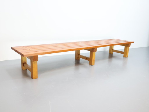 Banc vintage à lattes en pin fait main