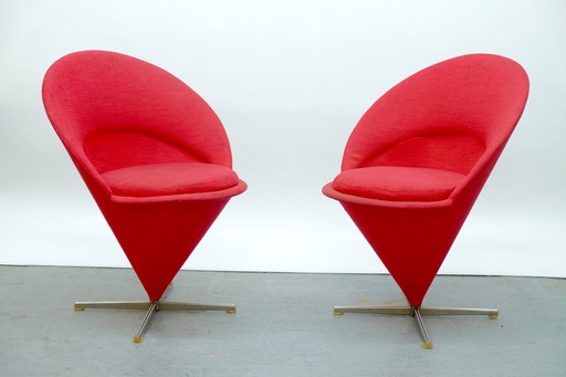 2x Cone K1 Chairs by Verner Panton for Plus-Linje